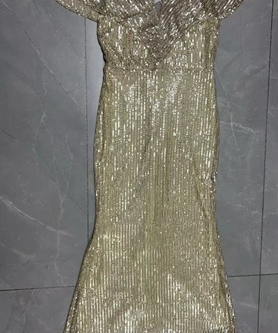 Champagne Fishtail Evening Gown | MzStar Fashion