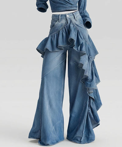 Tiered Ruffle Flared Jeans