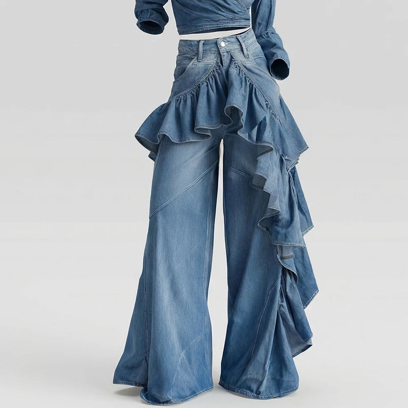 Tiered Ruffle Flared Jeans | MzStar Fashion | view 2