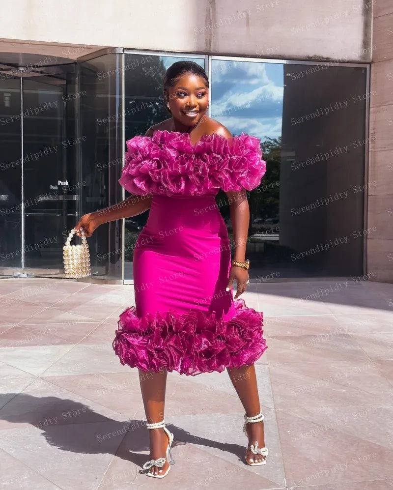 Pink Velvet Off-Shoulder Dress | MzStar Fashion | view 3