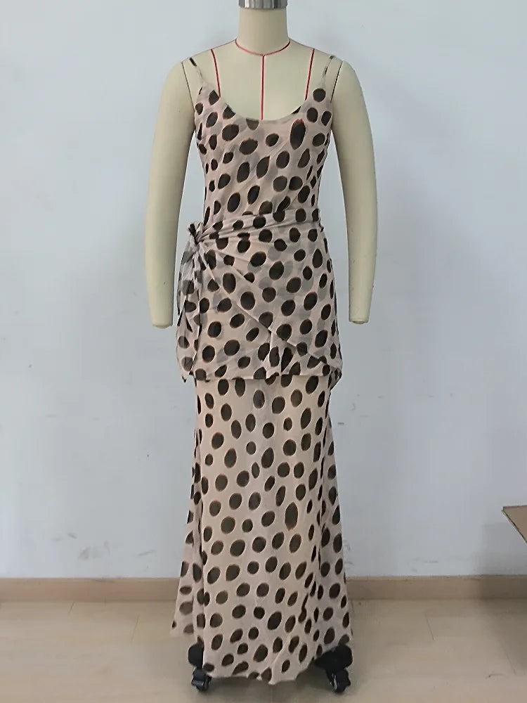 Polka Dot Mesh Slip Midi Dress | MzStar Fashion | view 8