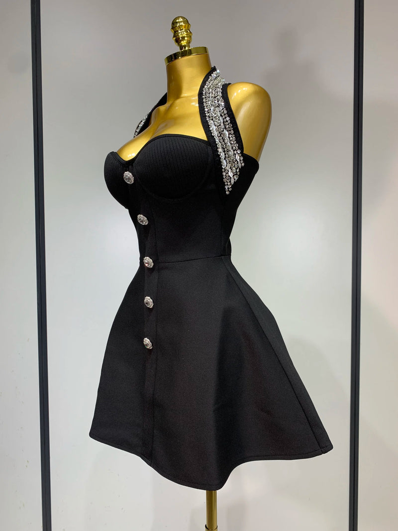 Rhinestone Bandage Halter Dress | MzStar Fashion | view 2