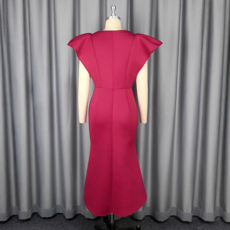 Ruffle Trim V-Neck Midi Dress | MzStar Fashion | view 4