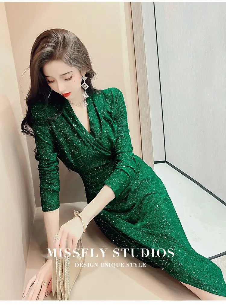 Slim V-Neck Midi Dress | MzStar Fashion | view 8