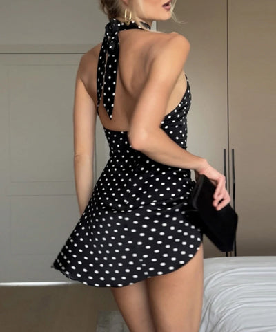 Polka Dot Halter Mini Dress