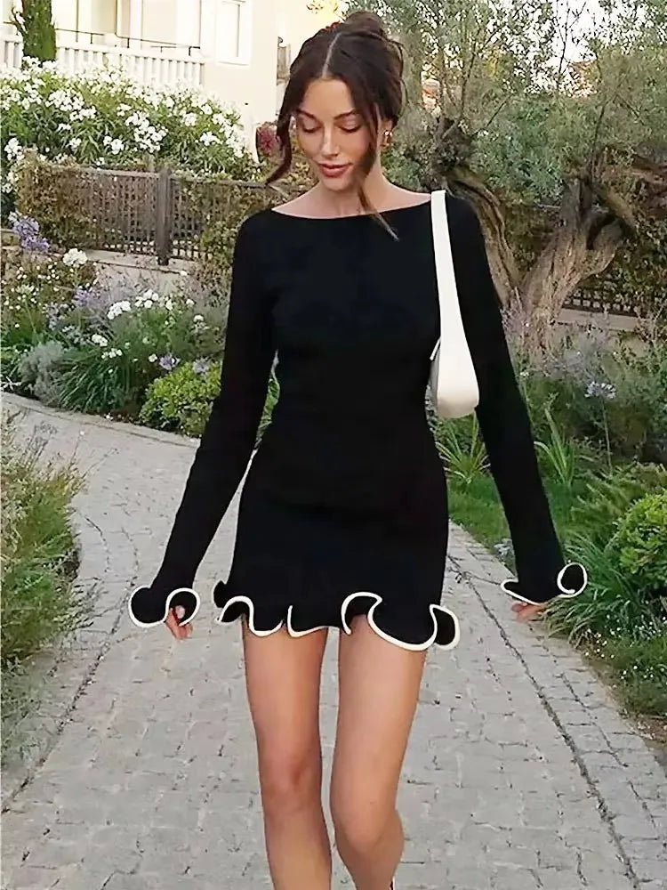 Ruffle Hem Knit Mini Dress | MzStar Fashion | view 8