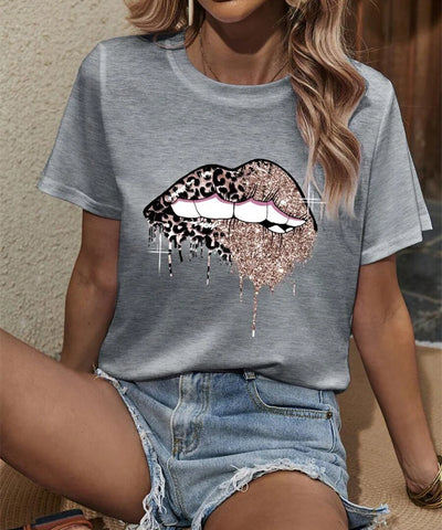 Leopard Lip Print Tee | MzStar Fashion