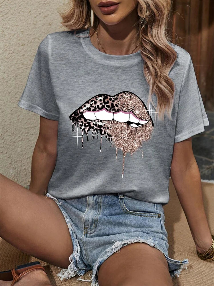Leopard Lip Print Tee | MzStar Fashion