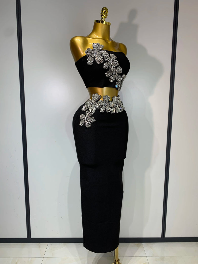 Flower Diamond Bandage Maxi Set | MzStar Fashion | view 2