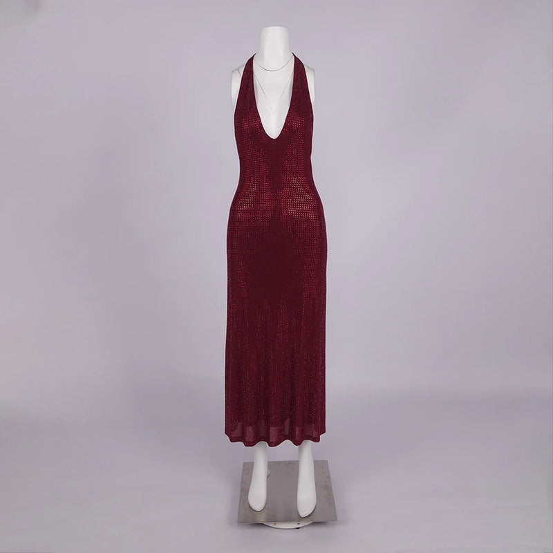 Sequin Open-Back Halter Dress | MzStar Fashion | view 7