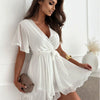 Cross-Strap Ruffle Chiffon Dress | MzStar Fashion | view 7