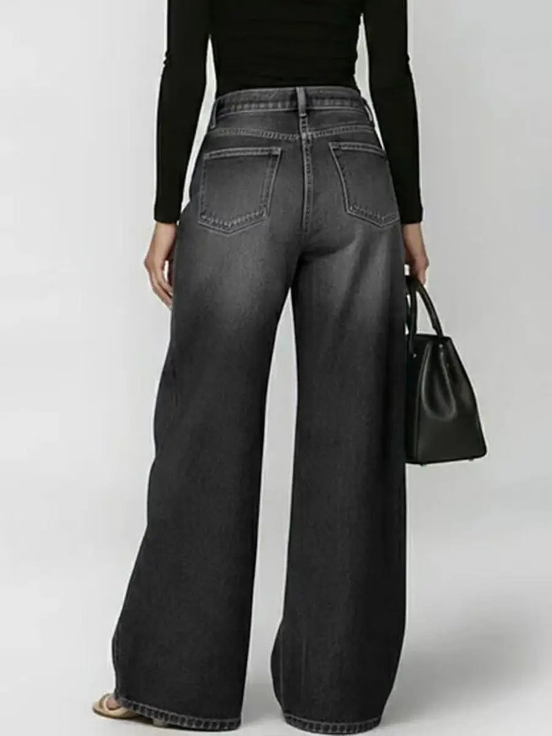 Eyelet Ripped Wide-Leg Jeans | MzStar Fashion | view 8