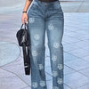 Floral Pocket Straight Jeans | MzStar Fashion | view 6