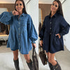 Denim Splice A-Line Dress | MzStar Fashion | view 2
