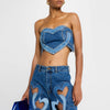 Strapless Vest & Patchwork Jeans Set | MzStar Fashion | view 2
