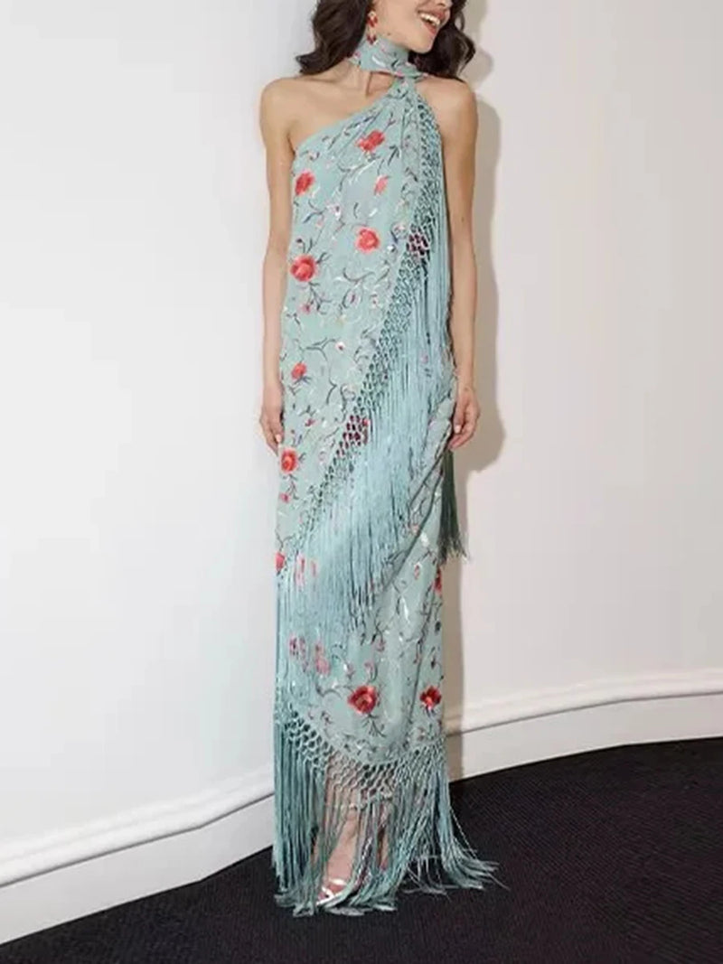 Boho Print Asymmetric Tassel Dress | MzStar Fashion | view 3