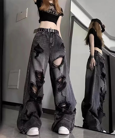 Distressed Bell-Bottom Jeans