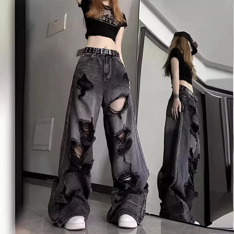 Distressed Bell-Bottom Jeans | MzStar Fashion | view 2