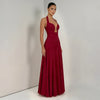 Blush Pink Keyhole Halter Maxi Dress