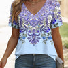 Retro Floral V-Neck Tee | MzStar Fashion | view 8