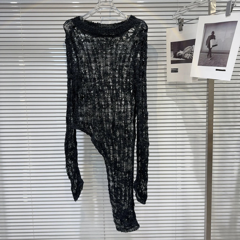 Open-Knit Longline Sweater | MzStar Fashion | view 7