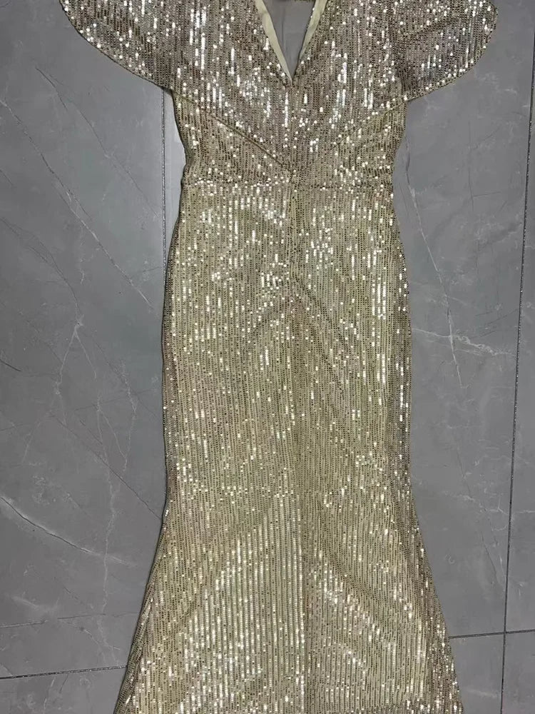 Champagne Fishtail Evening Gown | MzStar Fashion | view 2
