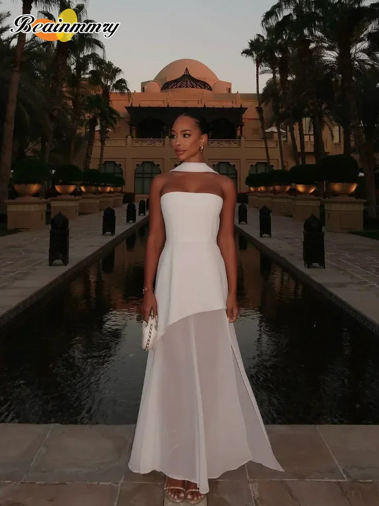 White Mesh Strapless Gown | MzStar Fashion | view 4