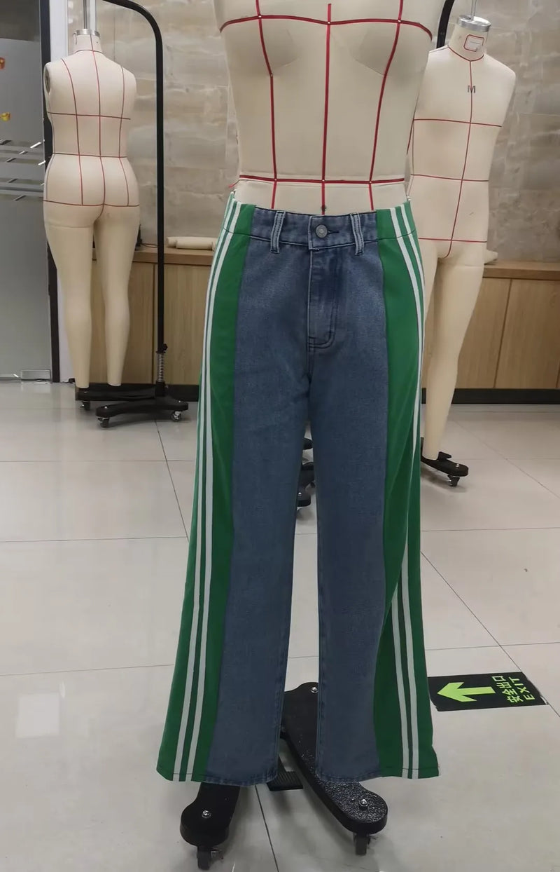 High Waist Striped Straight Leg Jeans | MzStar Fashion | view 3