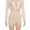 Ruched Deep-V Bodycon Dress | MzStar Fashion | view 2