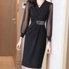 Slim V-Neck Long-Sleeve Dress | MzStar Fashion | view 6