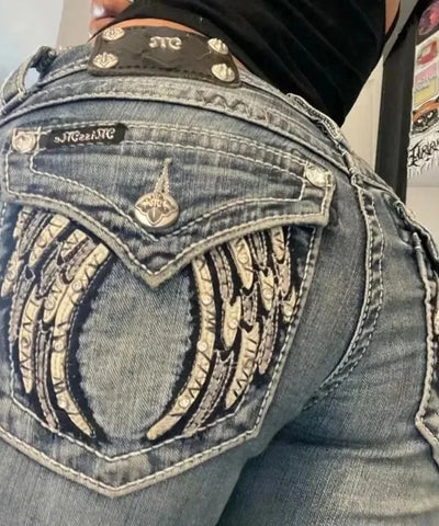 Embroidered Wing Y2K Jeans | MzStar Fashion
