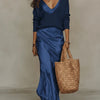 V-Neck Top & Maxi Dress Set | MzStar Fashion | view 2