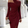 Draped High-Neck Split Midi Dress | MzStar Fashion | view 7