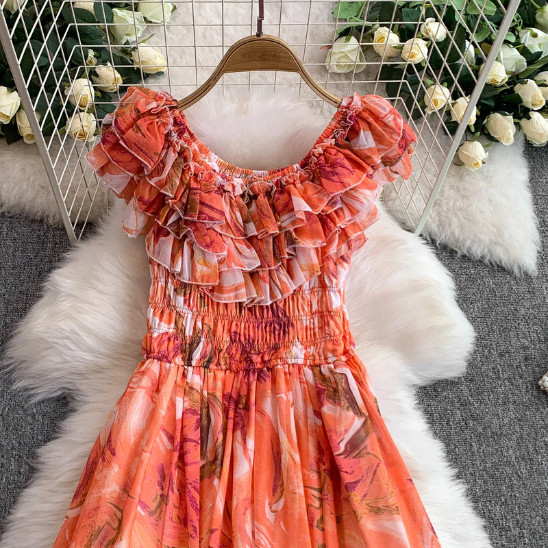 Lace Trim Tiered Midi Dress | MzStar Fashion | view 7