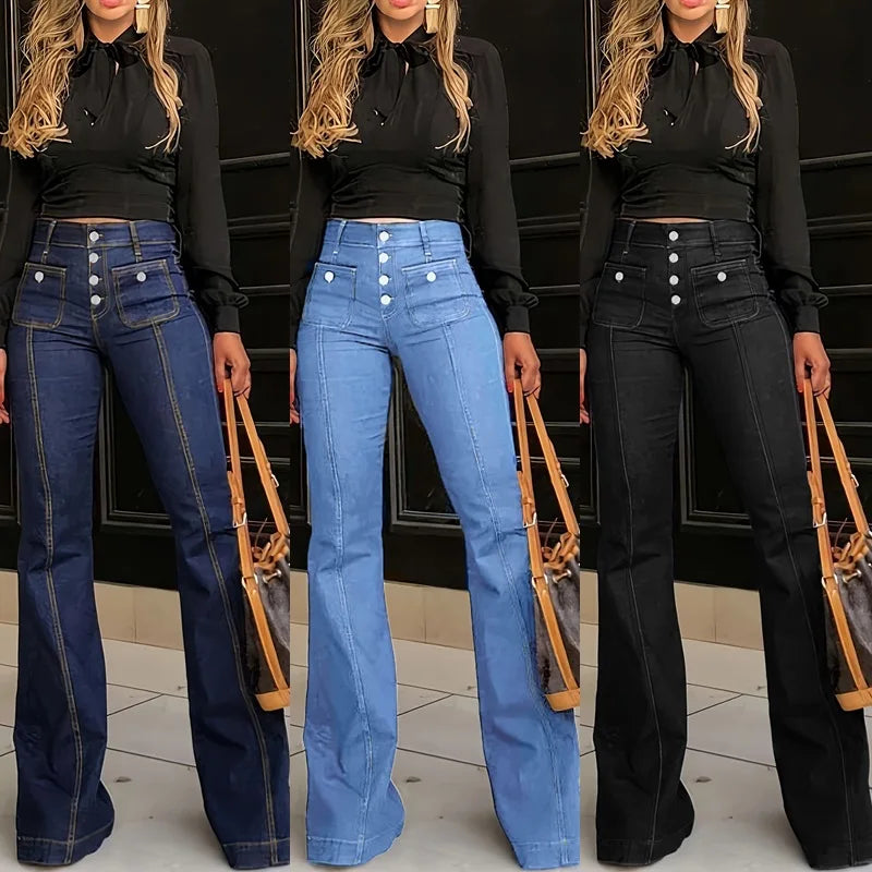 Retro Stretch Flared Jeans | MzStar Fashion | view 2