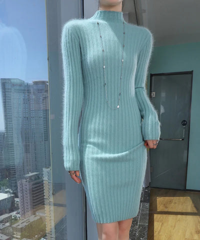 High-Neck Knit Sweater Dress | MzStar Fashion