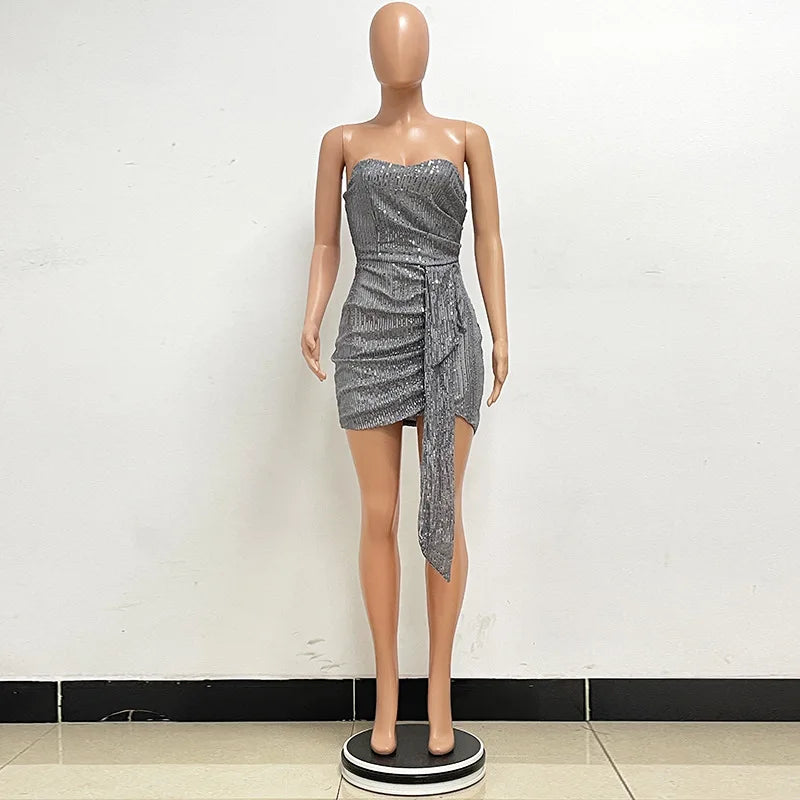 Rhinestone Split Cocktail Dress | MzStar Fashion | view 7