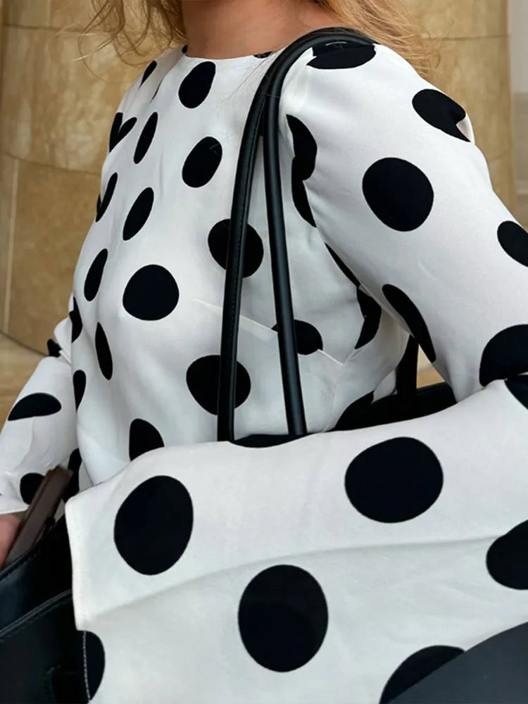 Black Dot High-Neck Maxi Dress | MzStar Fashion | view 3