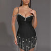 Crystal Beaded Bandage Mini Dress | MzStar Fashion