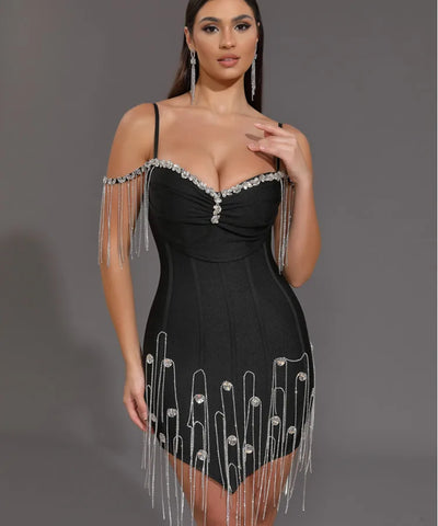 Crystal Beaded Bandage Mini Dress | MzStar Fashion