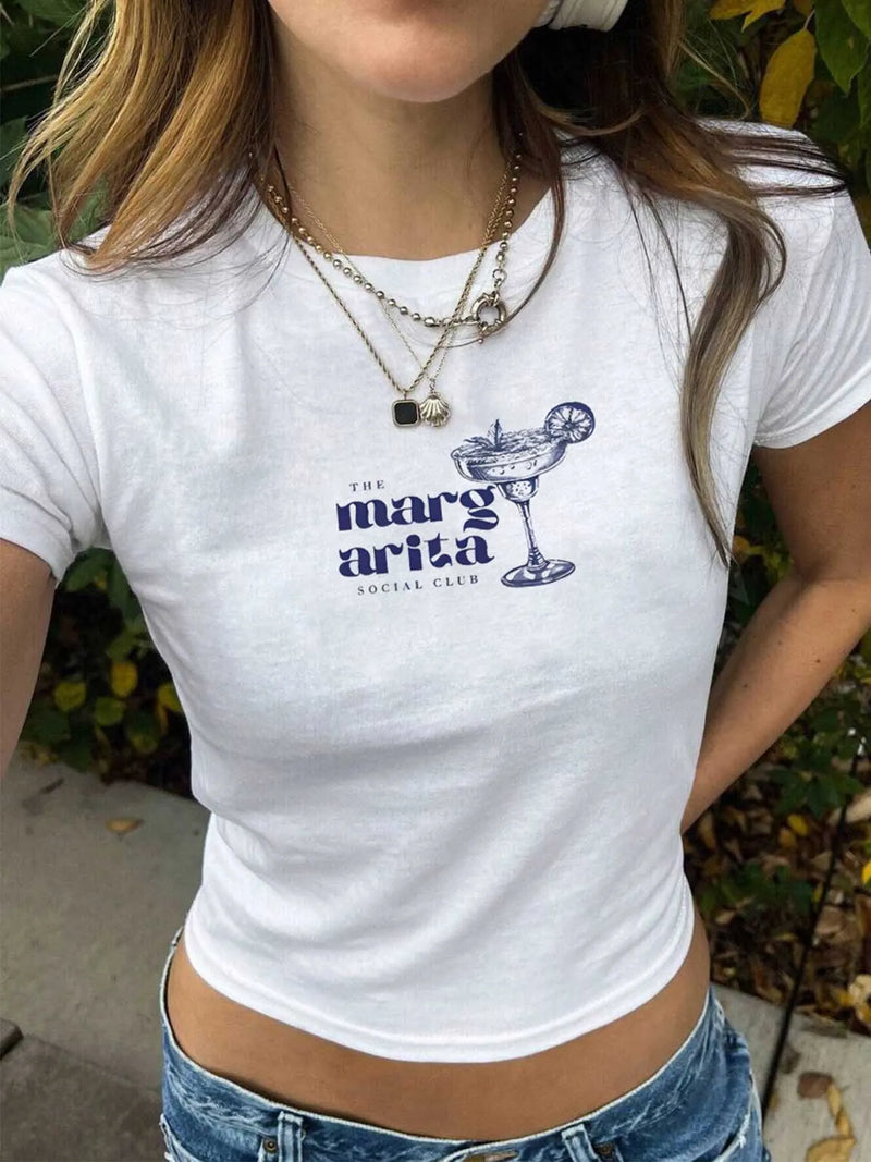 Martini Print Y2K Tee | MzStar Fashion | view 7