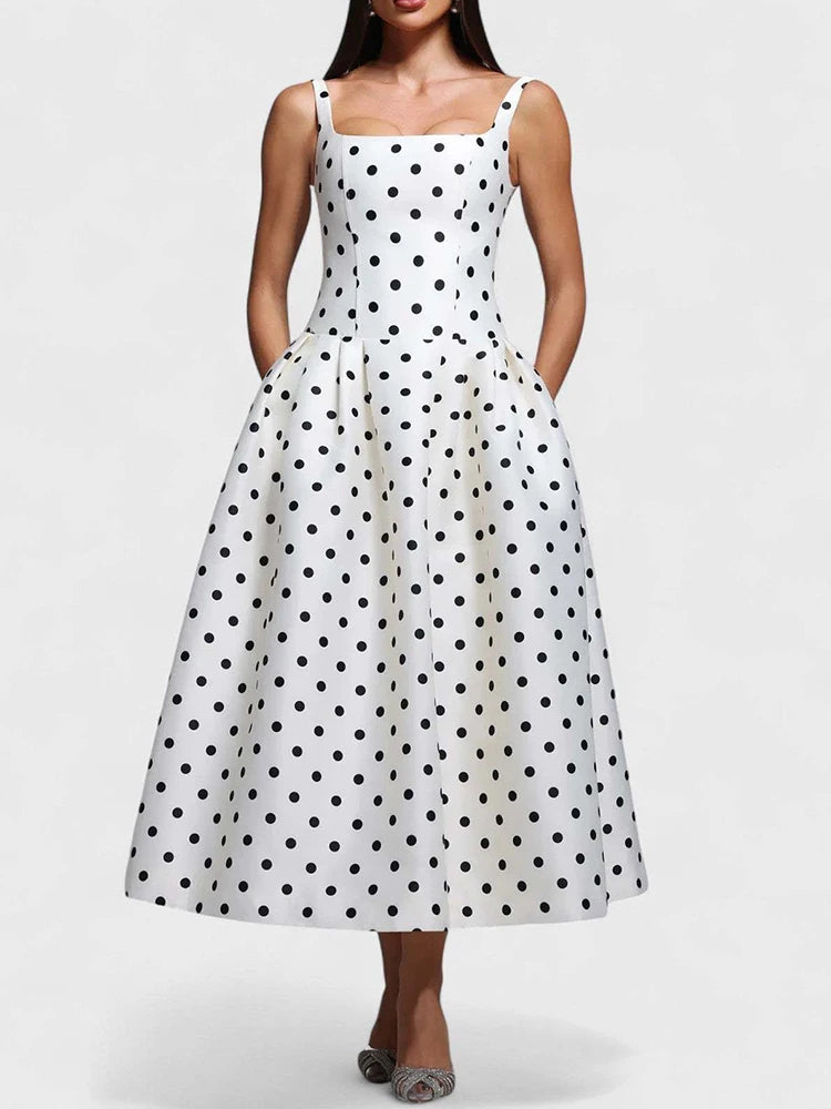 Polka Dot Strapless Maxi Dress | MzStar Fashion | view 7