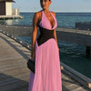 Contrast Halter Ruffle Beach Dress | MzStar Fashion | view 2