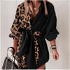 Leopard Lace-Up Shirt Dress | MzStar Fashion