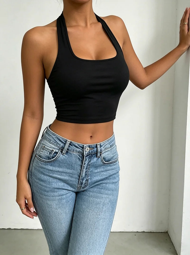 Backless Square-Neck Halter Top | MzStar Fashion | view 3