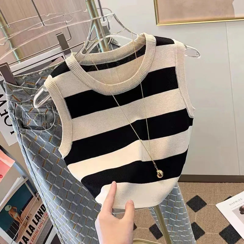 Plaid Knit Crop Vest | MzStar Fashion | view 6