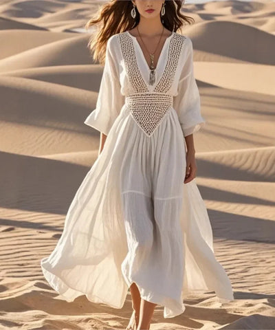 Breezy V-Neck Beach Dress | MzStar Fashion