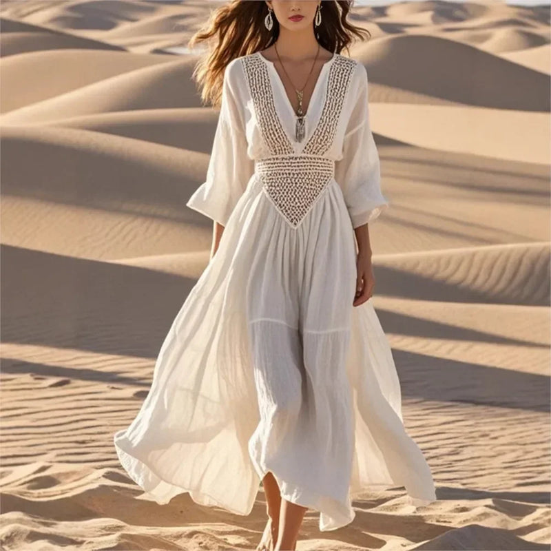 Breezy V-Neck Beach Dress | MzStar Fashion