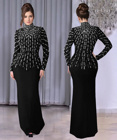 Pearl Beaded Bodycon Evening Dress | MzStar Fashion