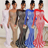 Crystal Mesh Long-Sleeve Gown | MzStar Fashion | view 8